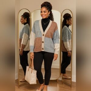 Slouchy Boho Scandi Knit Cottage Fringe Cozy Soft Stretch Cardigan Sweater New